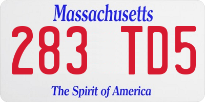 MA license plate 283TD5