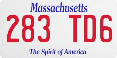 MA license plate 283TD6