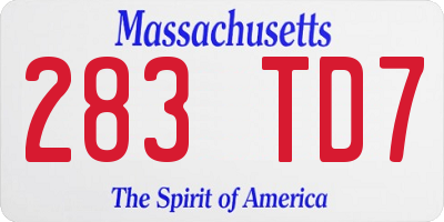 MA license plate 283TD7