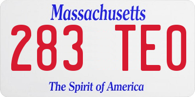MA license plate 283TE0