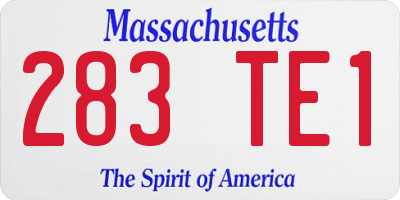 MA license plate 283TE1