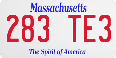 MA license plate 283TE3