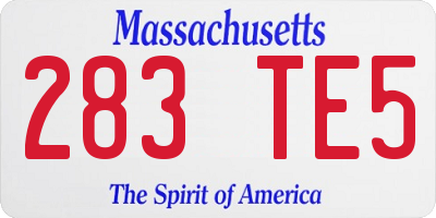 MA license plate 283TE5