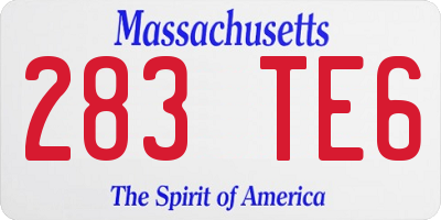 MA license plate 283TE6