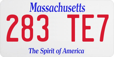 MA license plate 283TE7