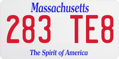 MA license plate 283TE8