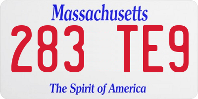 MA license plate 283TE9
