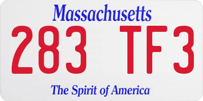 MA license plate 283TF3