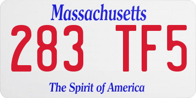 MA license plate 283TF5