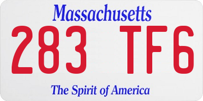 MA license plate 283TF6