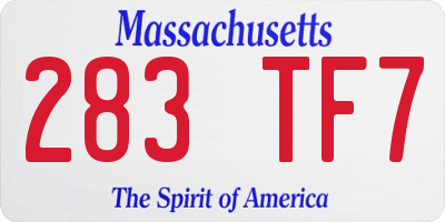 MA license plate 283TF7