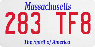 MA license plate 283TF8