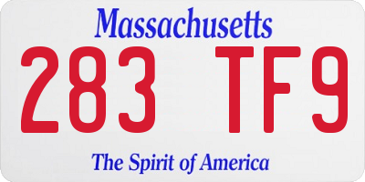 MA license plate 283TF9
