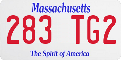 MA license plate 283TG2