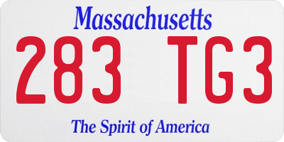 MA license plate 283TG3