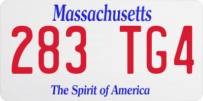 MA license plate 283TG4
