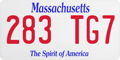 MA license plate 283TG7