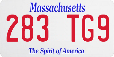 MA license plate 283TG9