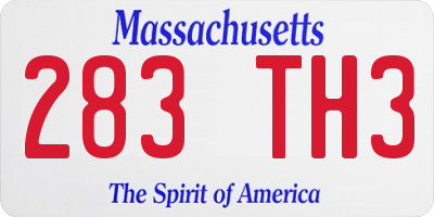 MA license plate 283TH3