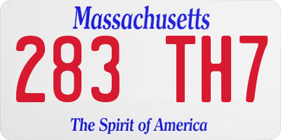 MA license plate 283TH7