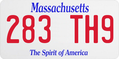 MA license plate 283TH9