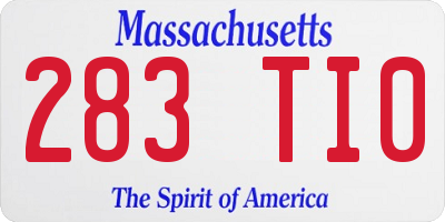 MA license plate 283TI0