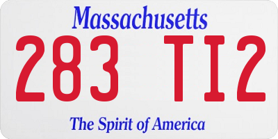 MA license plate 283TI2