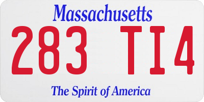 MA license plate 283TI4
