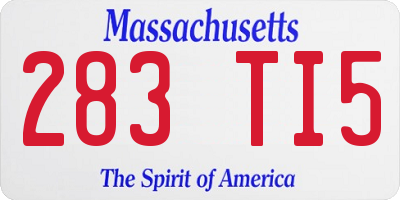 MA license plate 283TI5