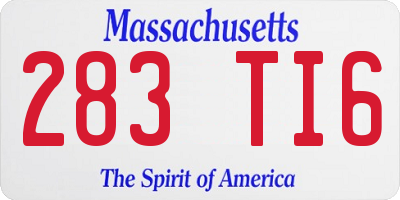 MA license plate 283TI6