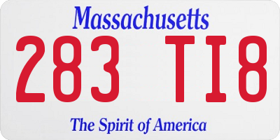MA license plate 283TI8