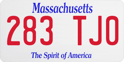 MA license plate 283TJ0