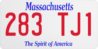 MA license plate 283TJ1