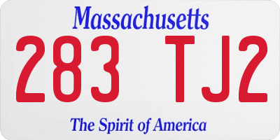 MA license plate 283TJ2