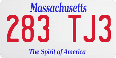 MA license plate 283TJ3