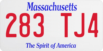 MA license plate 283TJ4