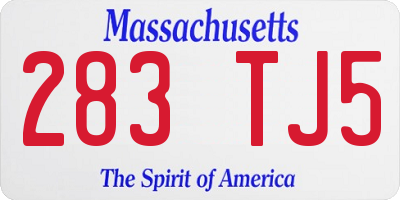 MA license plate 283TJ5