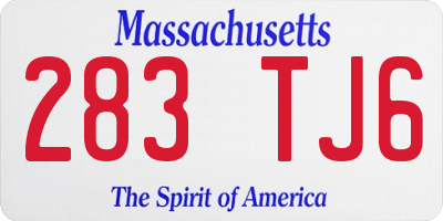 MA license plate 283TJ6