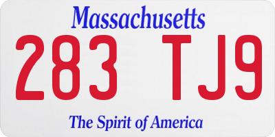 MA license plate 283TJ9