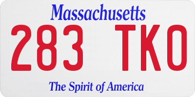 MA license plate 283TK0