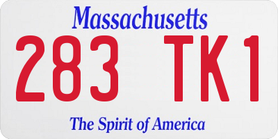 MA license plate 283TK1