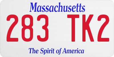 MA license plate 283TK2