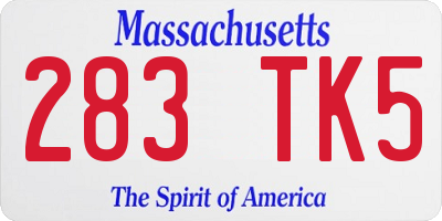 MA license plate 283TK5