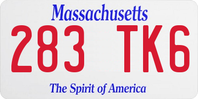 MA license plate 283TK6