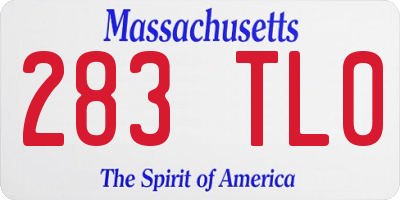 MA license plate 283TL0