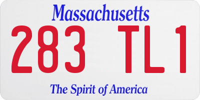 MA license plate 283TL1