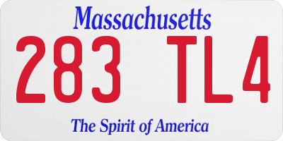 MA license plate 283TL4