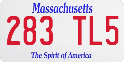 MA license plate 283TL5