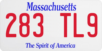 MA license plate 283TL9