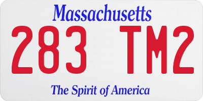 MA license plate 283TM2